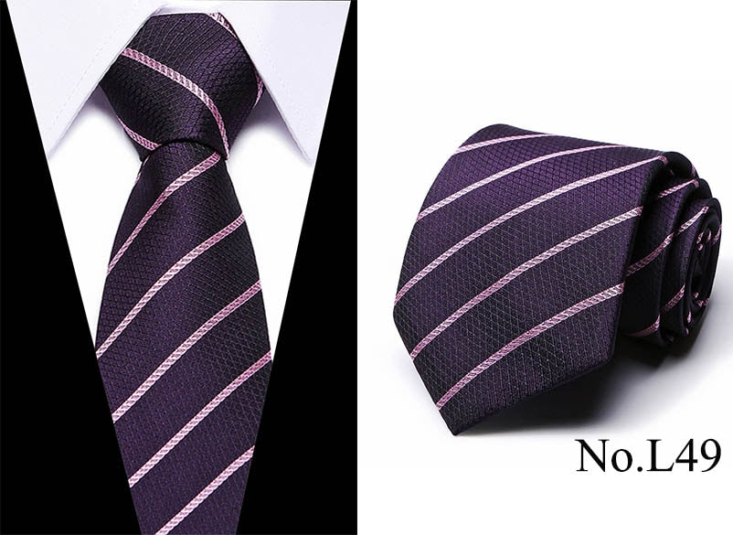 Men's Striped Plaid Pattern Business Silk Tie