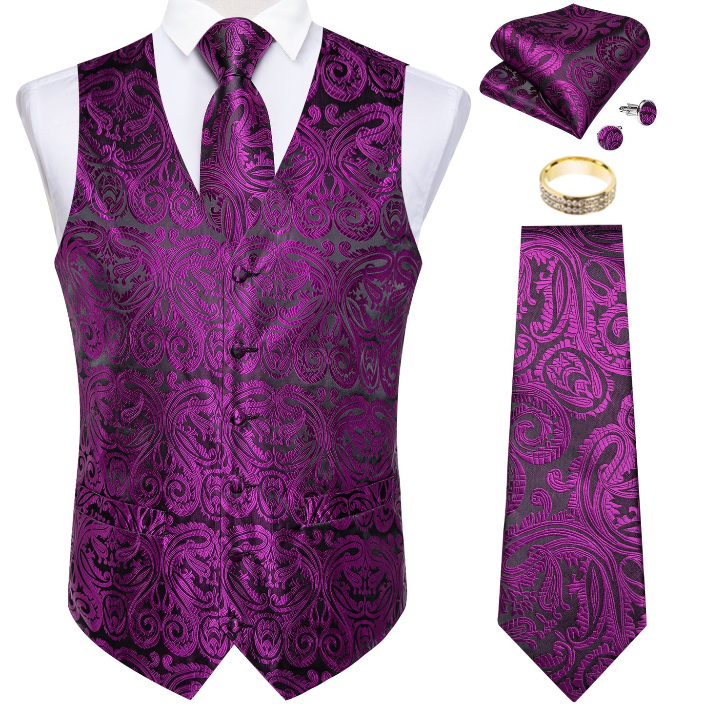 Men Classic Paisley Formal Dress Vest Set