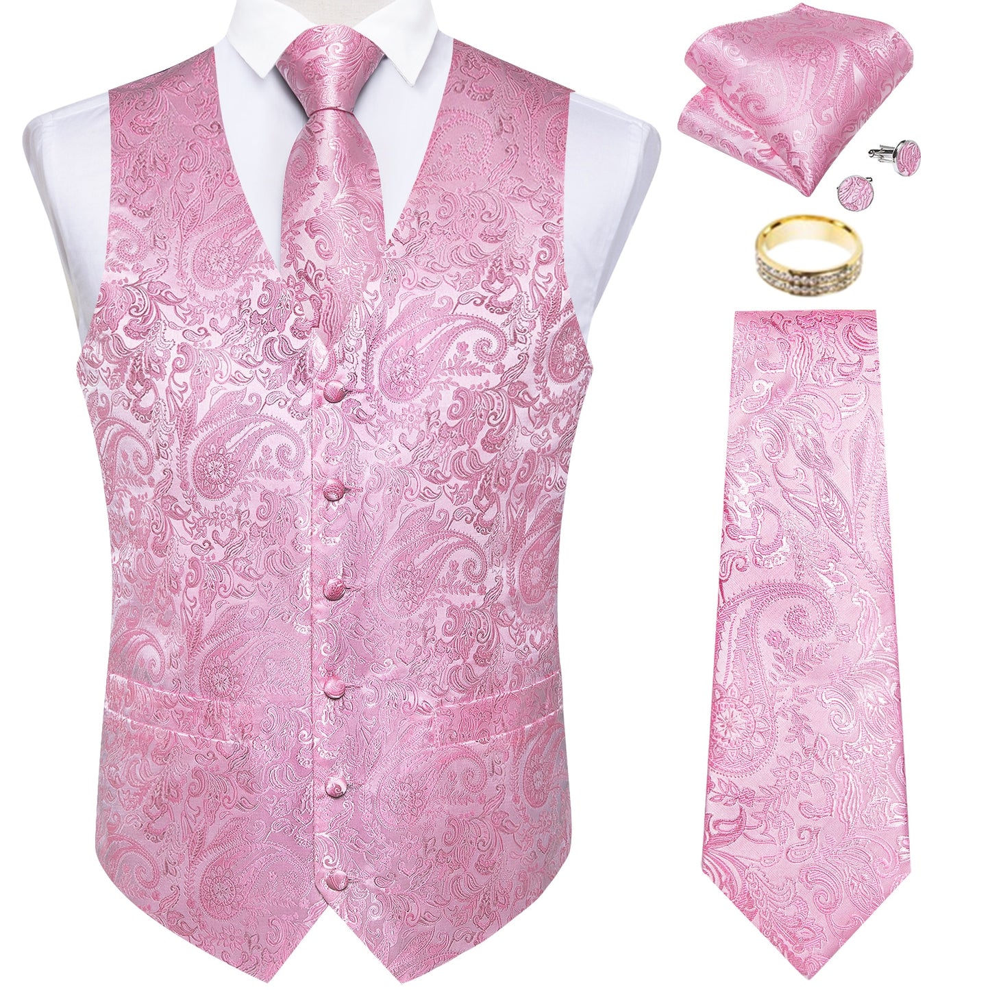 Men Classic Paisley Formal Dress Vest Set