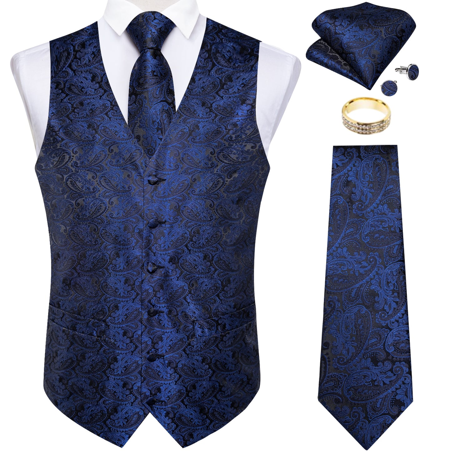 Men Classic Paisley Formal Dress Vest Set