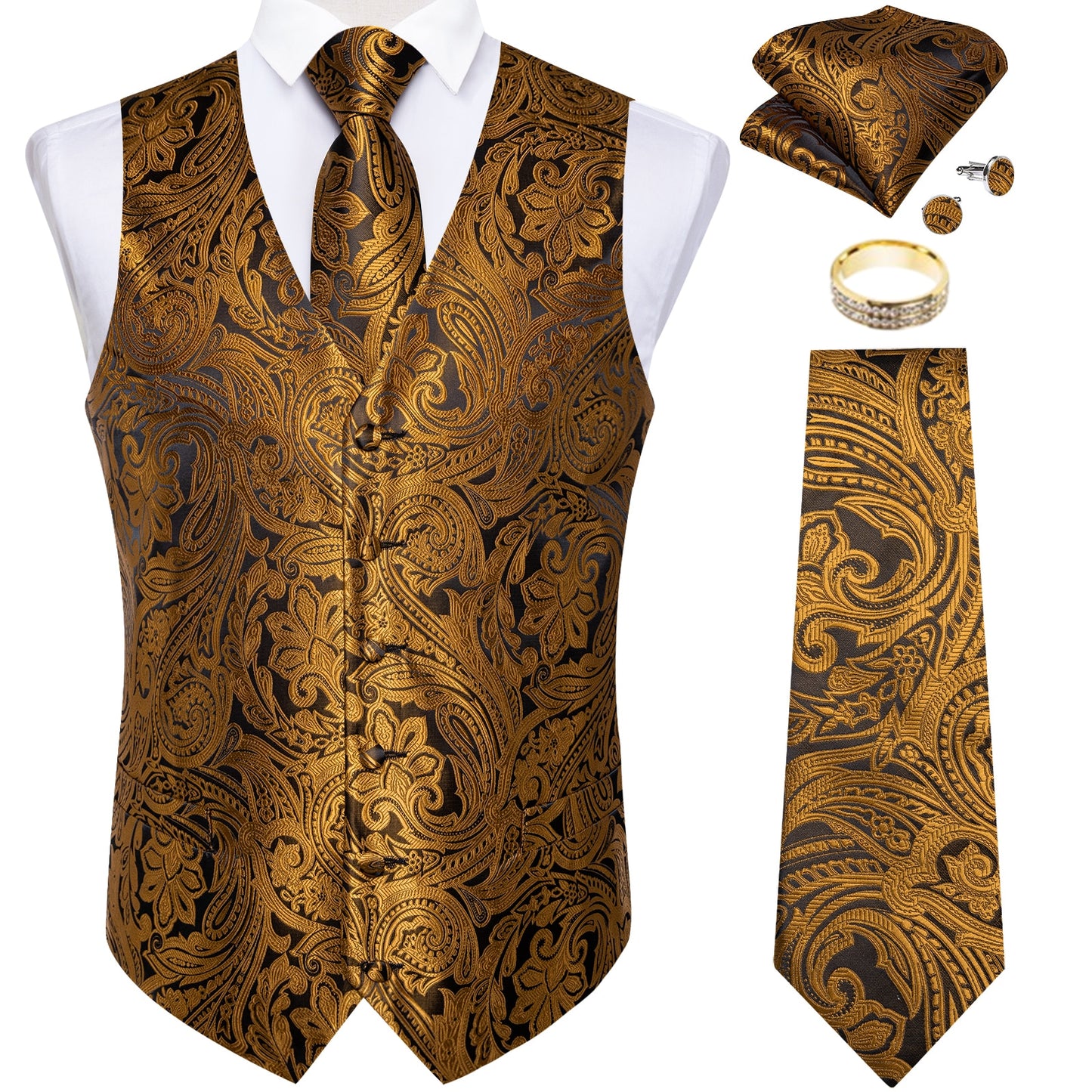 Men Classic Paisley Formal Dress Vest Set