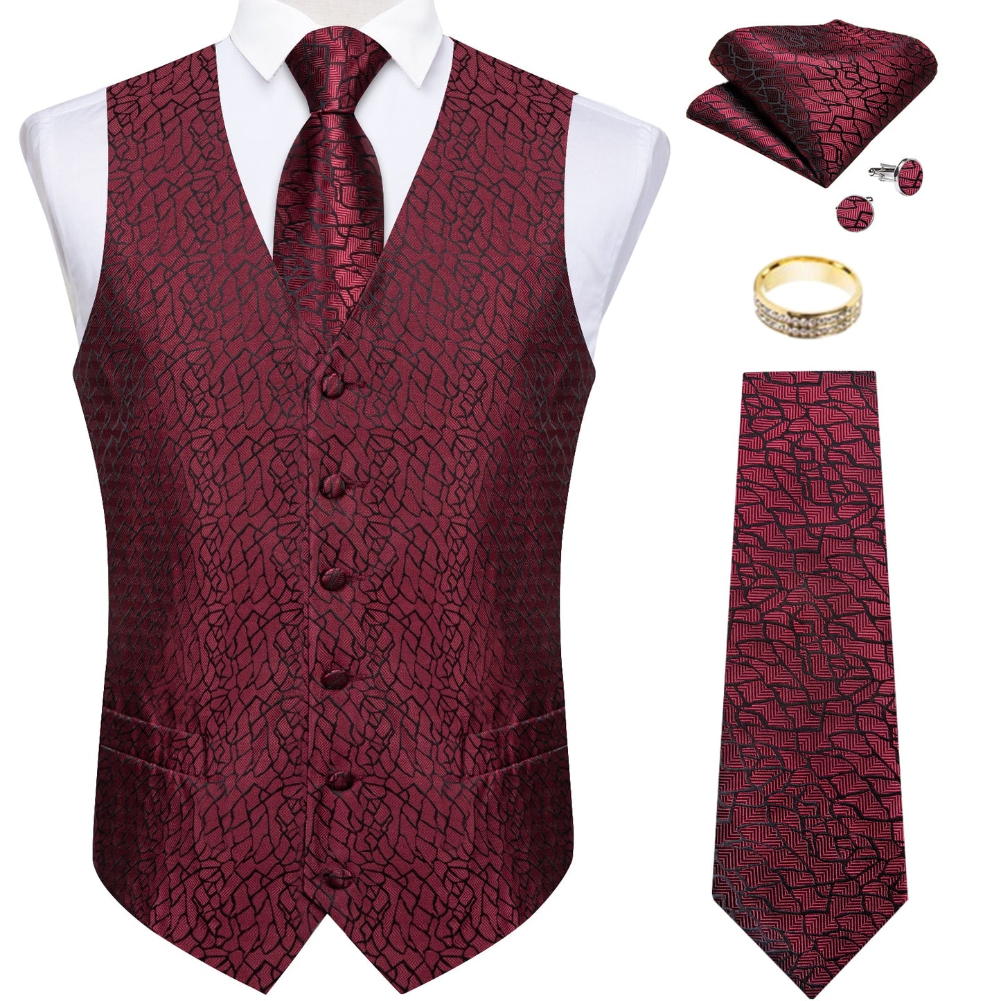 Men Classic Paisley Formal Dress Vest Set