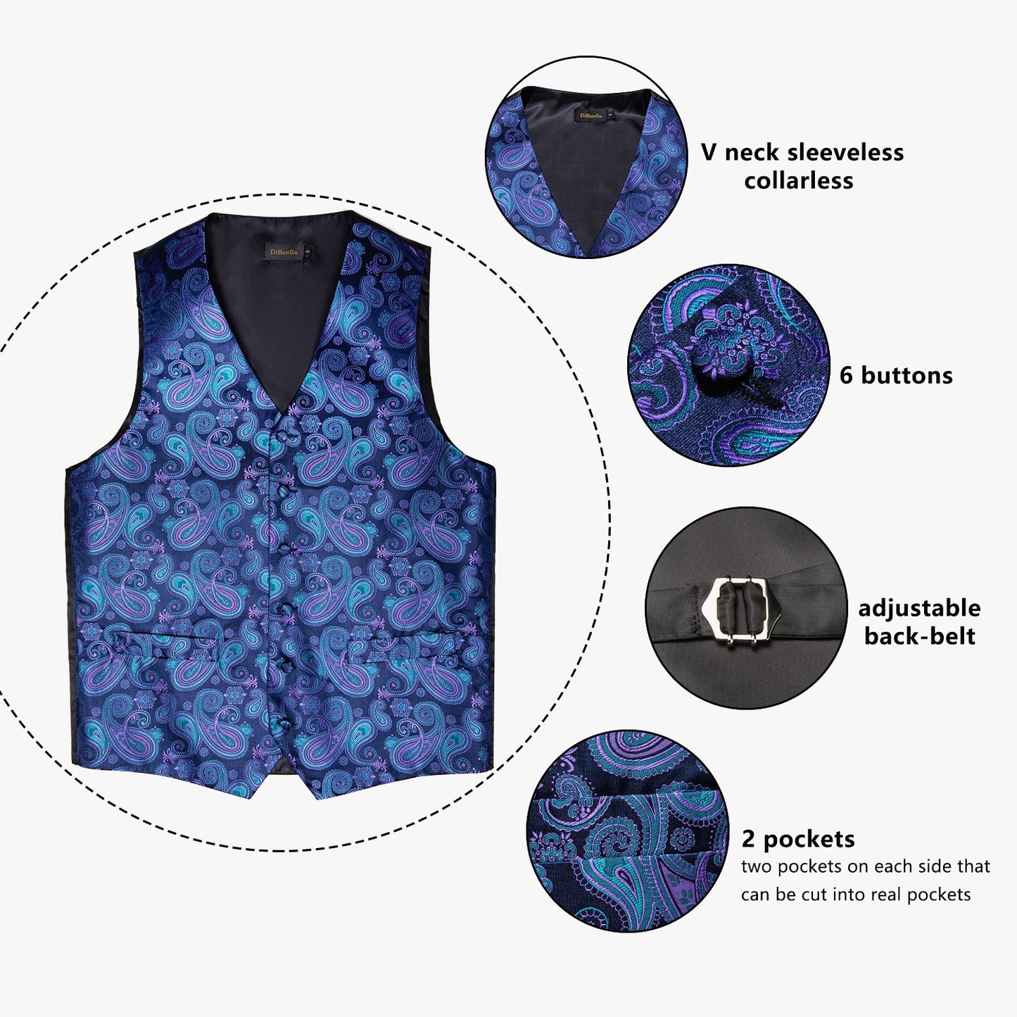 Men Classic Paisley Formal Dress Vest Set