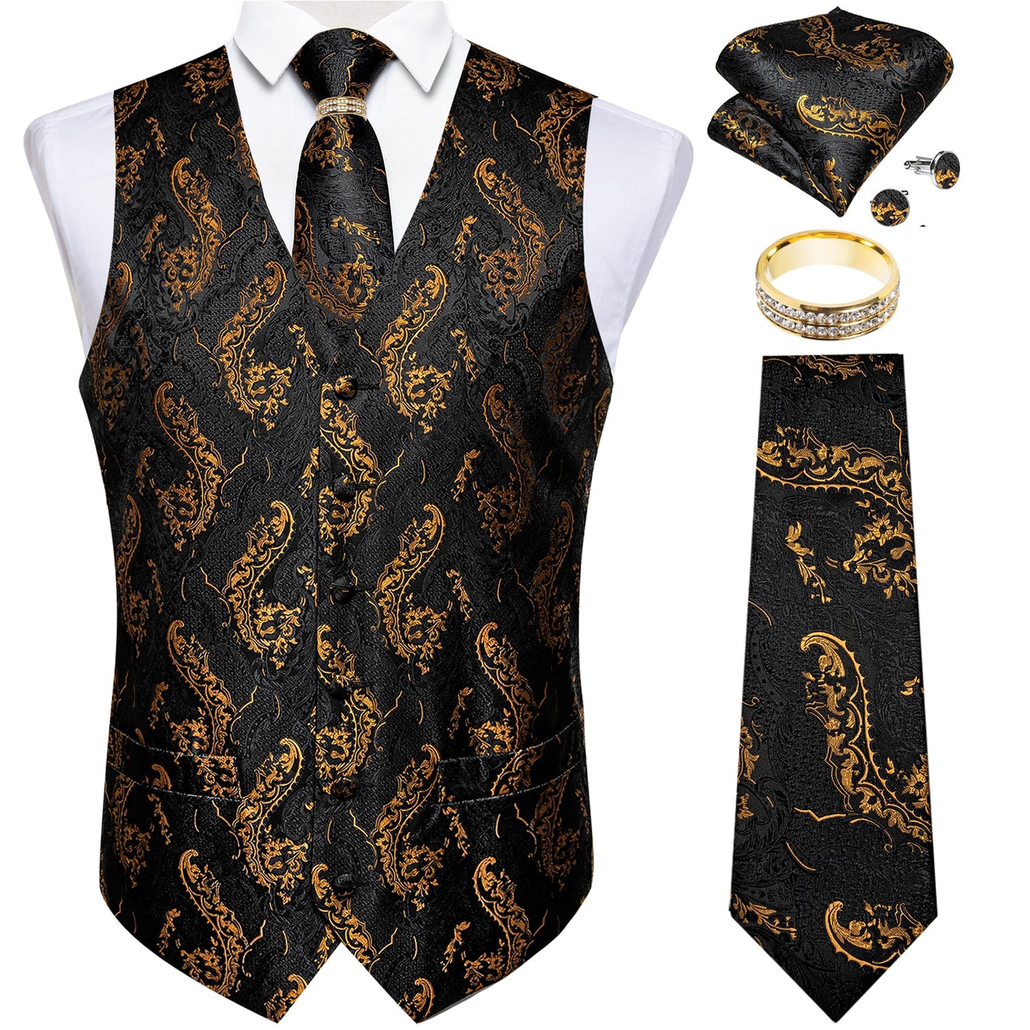 Men Classic Paisley Formal Dress Vest Set
