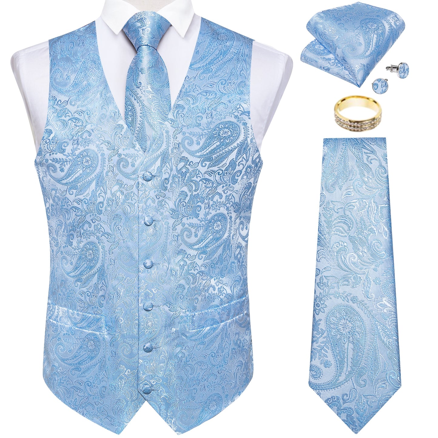 Men Classic Paisley Formal Dress Vest Set