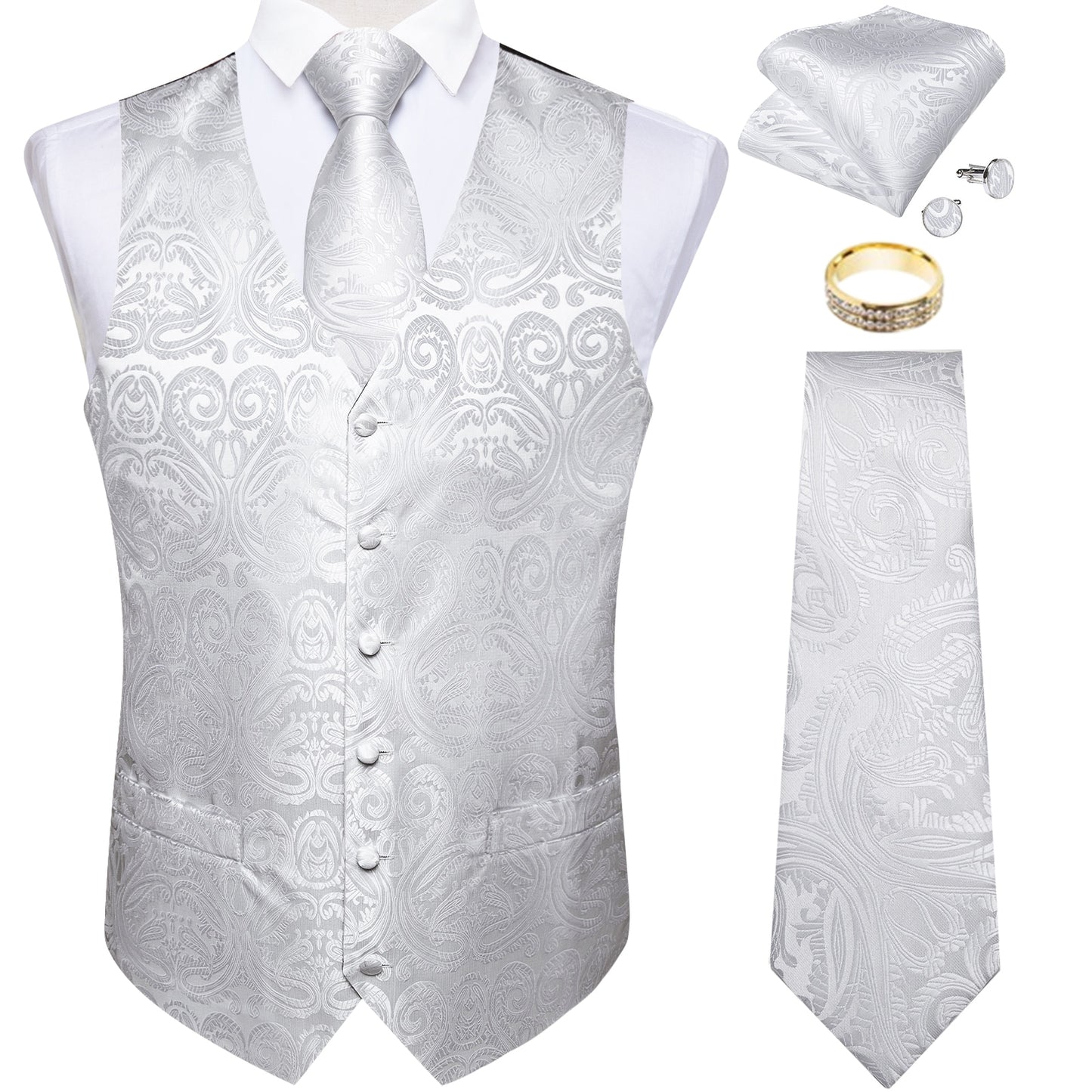 Men Classic Paisley Formal Dress Vest Set
