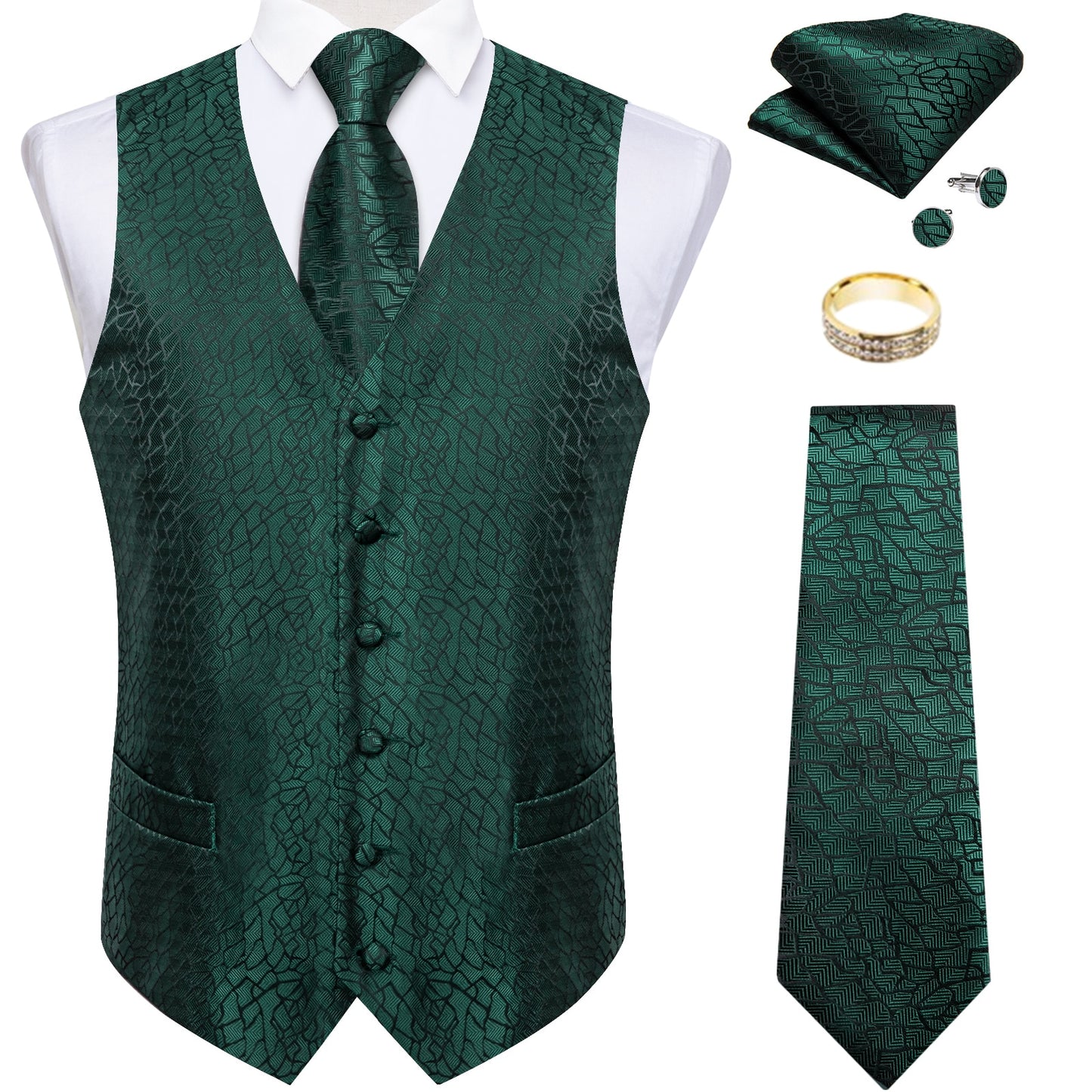 Men Classic Paisley Formal Dress Vest Set