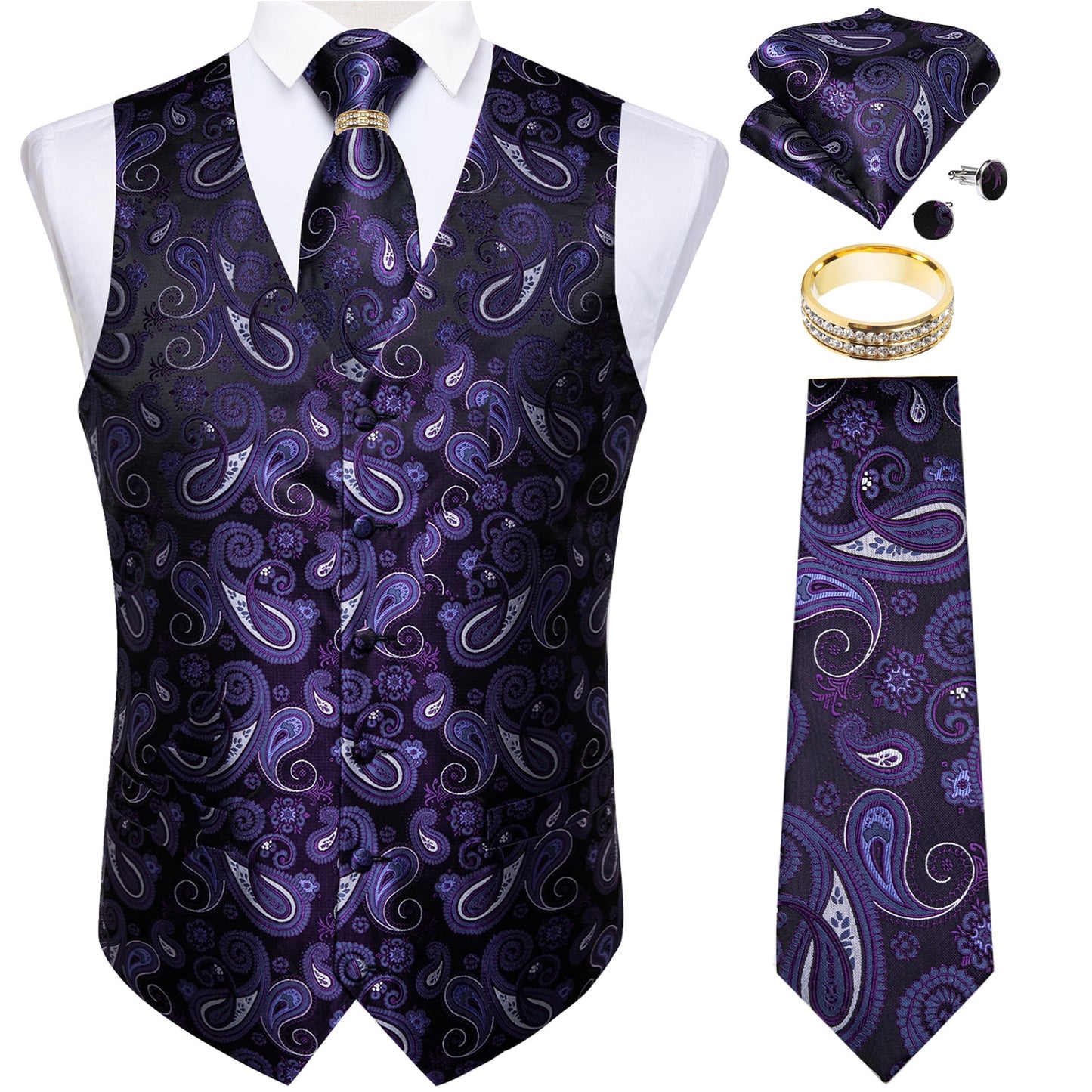 Men Classic Paisley Formal Dress Vest Set