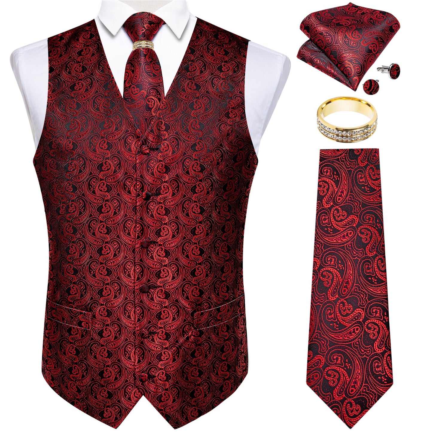 Men Classic Paisley Formal Dress Vest Set