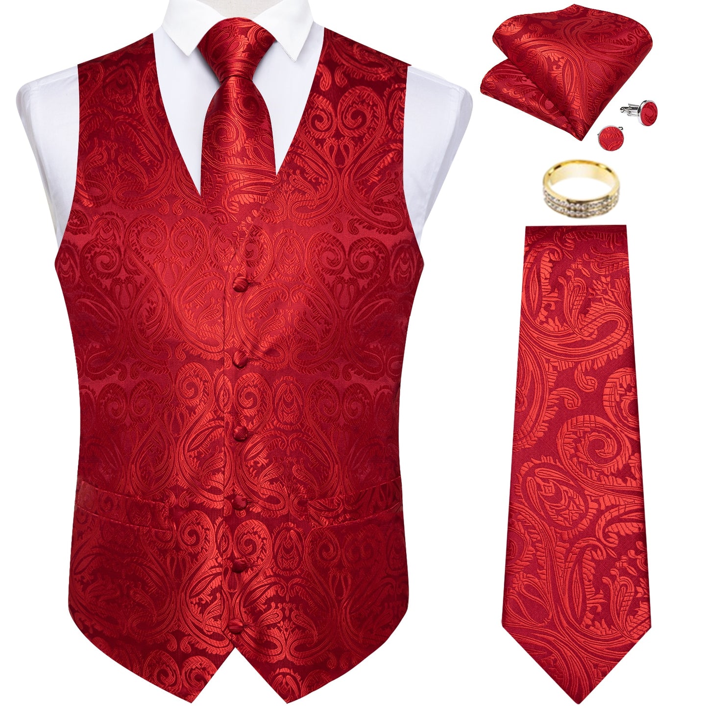 Men Classic Paisley Formal Dress Vest Set