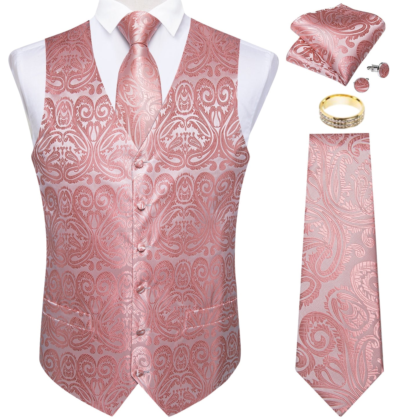 Men Classic Paisley Formal Dress Vest Set