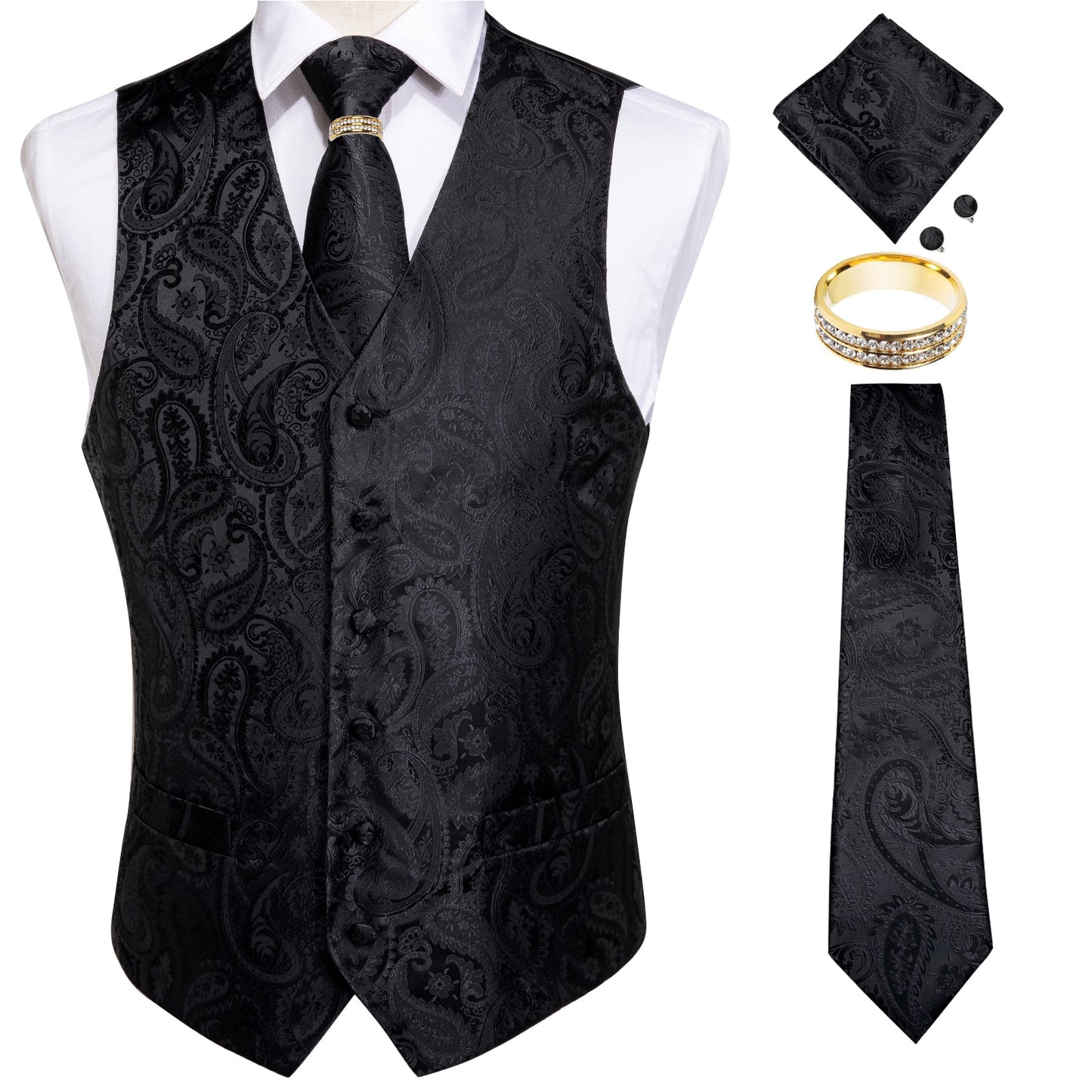 Men Classic Paisley Formal Dress Vest Set