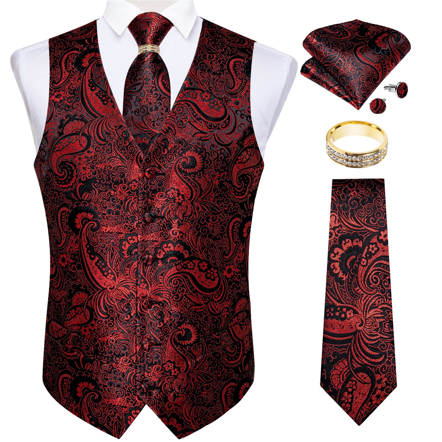 Men Classic Paisley Formal Dress Vest Set
