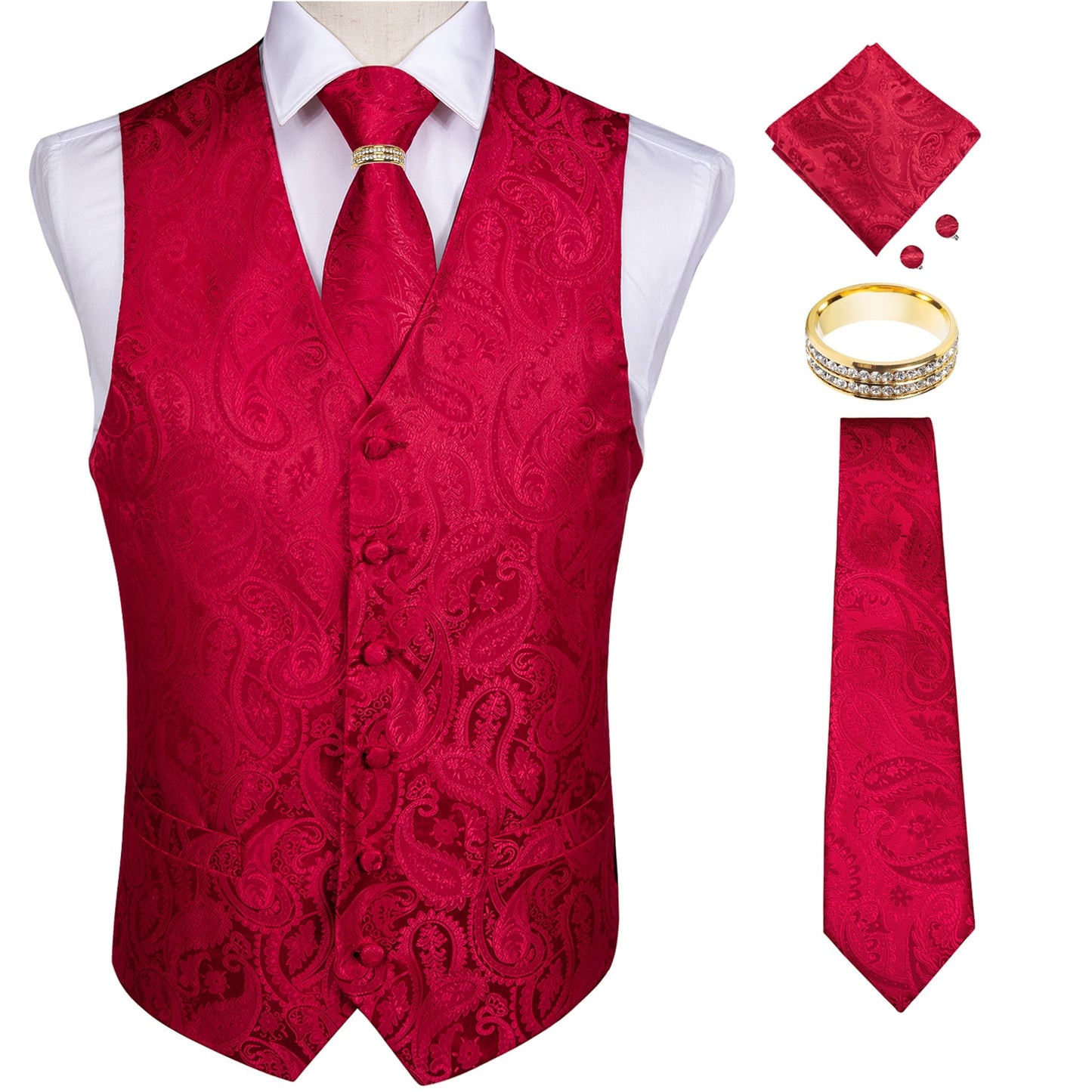 Men Classic Paisley Formal Dress Vest Set