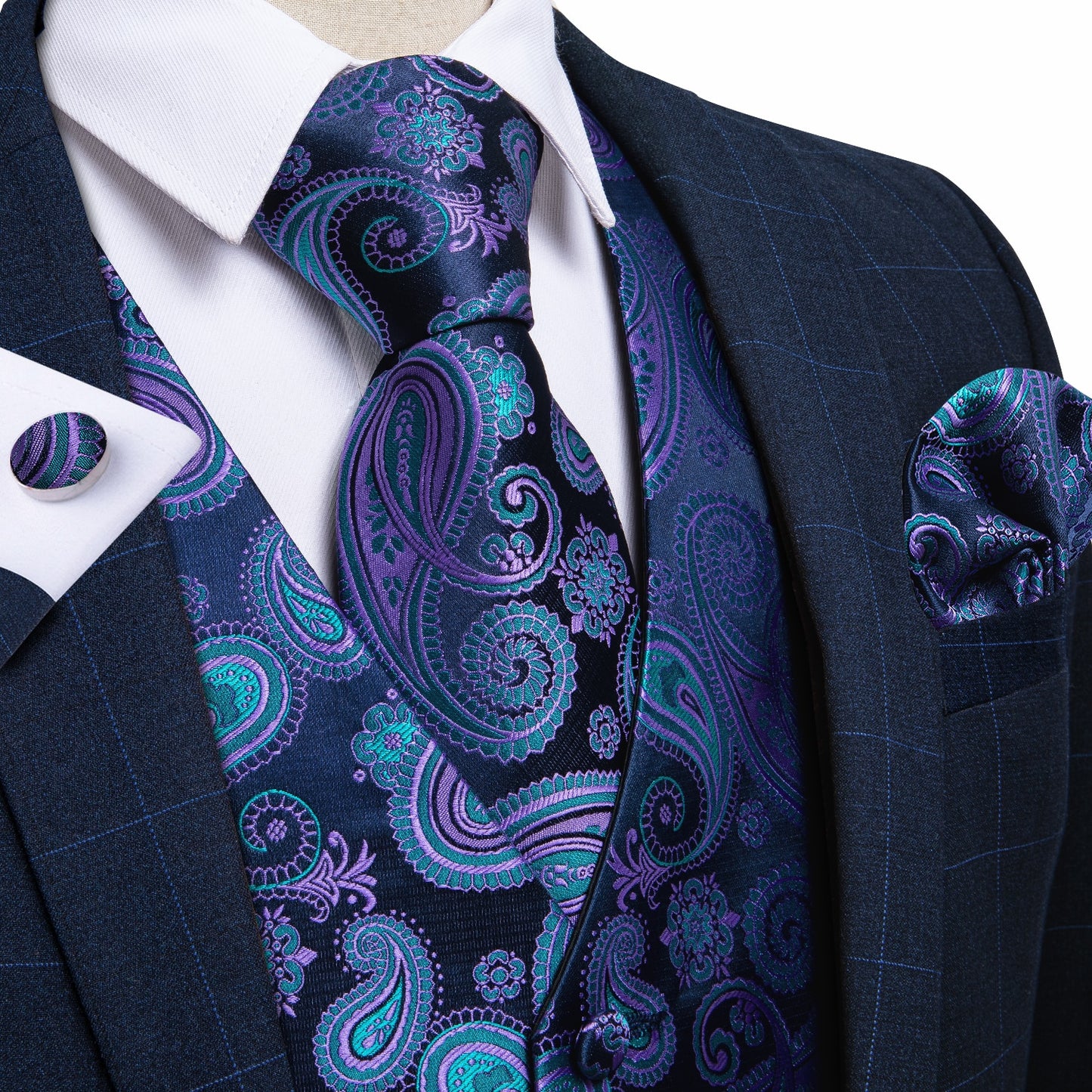 Men Classic Paisley Formal Dress Vest Set