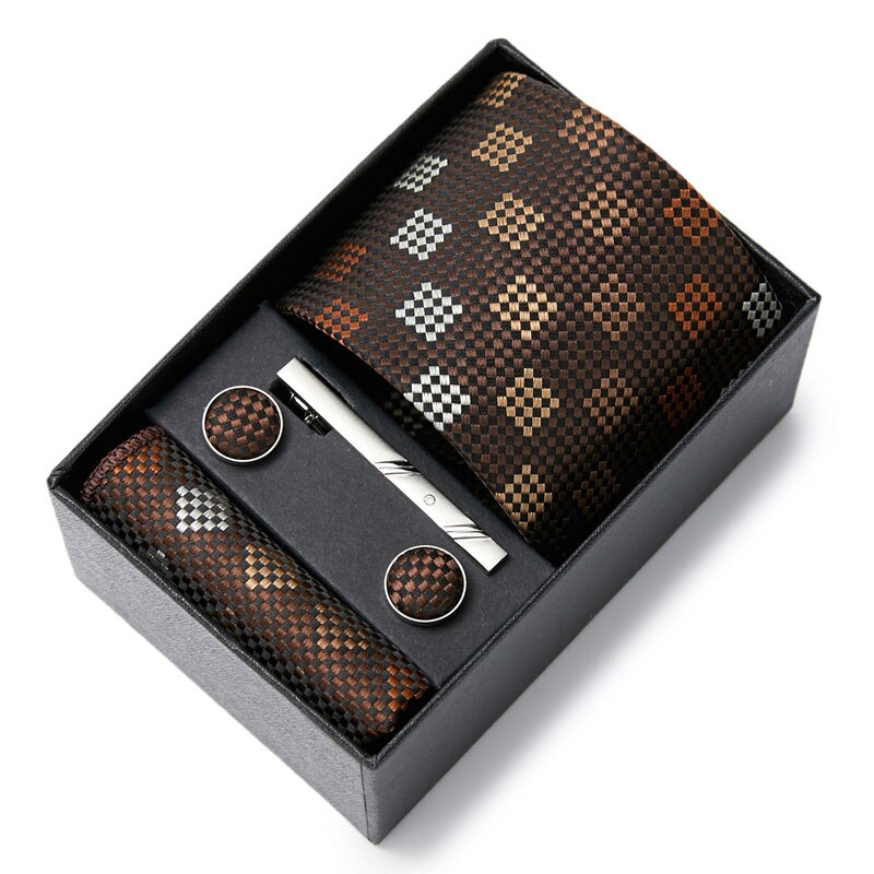 Gift Box Custom Mariage Ties Hankie Cufflinks Sets