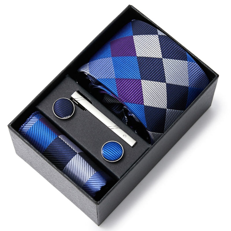 Gift Box Custom Mariage Ties Hankie Cufflinks Sets