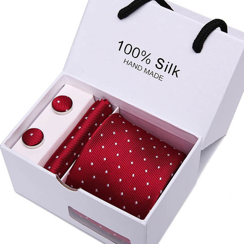 Gift box Luxury Necktie Pocket Square Cufflinks Handkerchief