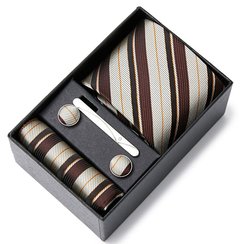 Gift Box Custom Mariage Ties Hankie Cufflinks Sets