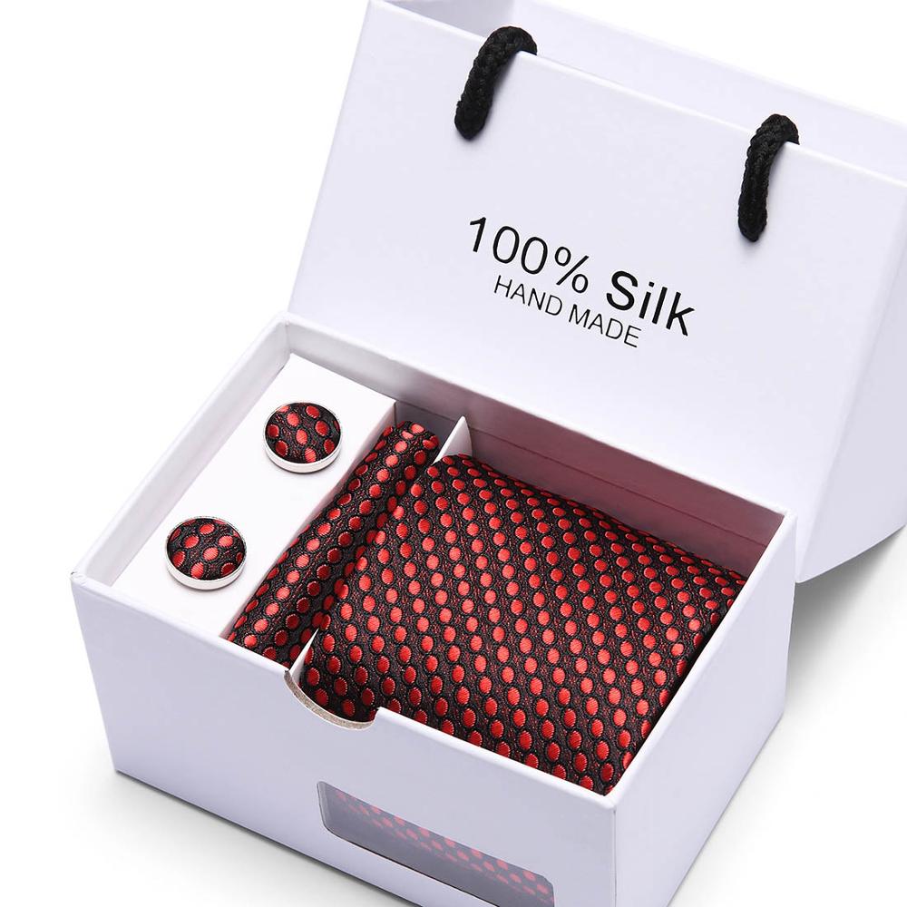 Fashion Silk Necktie Hanky Cufflink Set Ties