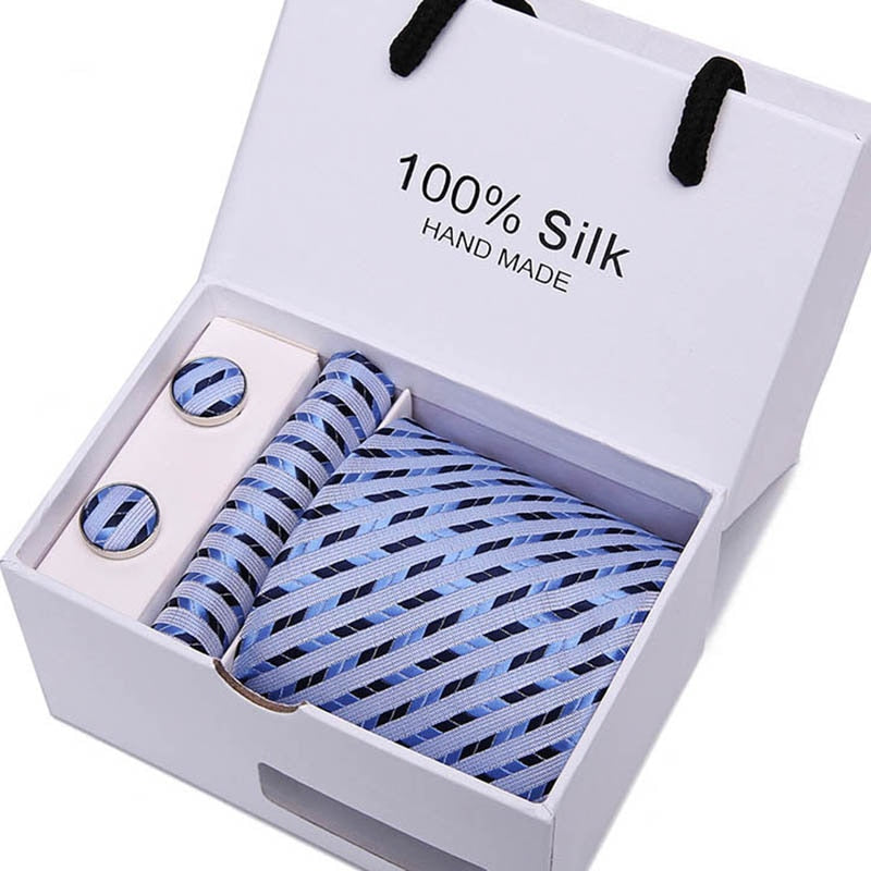 Gift box Luxury Necktie Pocket Square Cufflinks Handkerchief