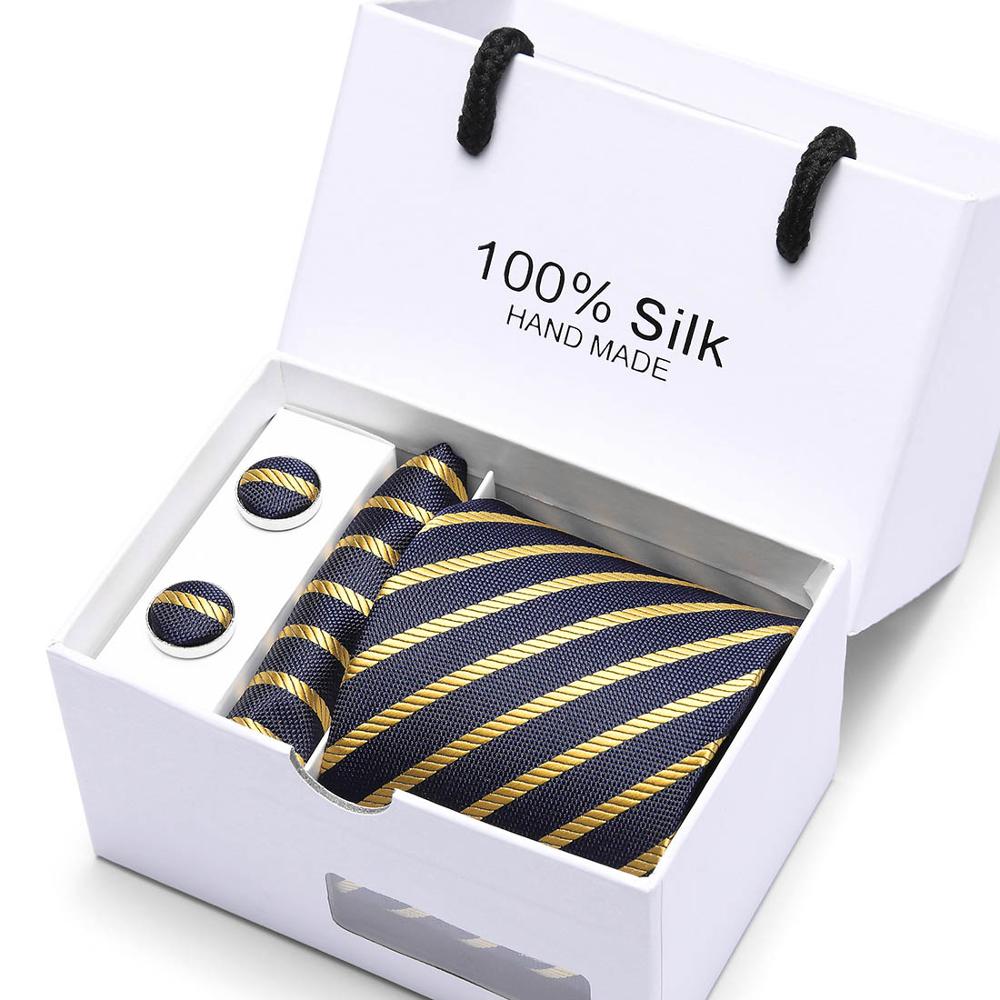 Fashion Silk Necktie Hanky Cufflink Set Ties