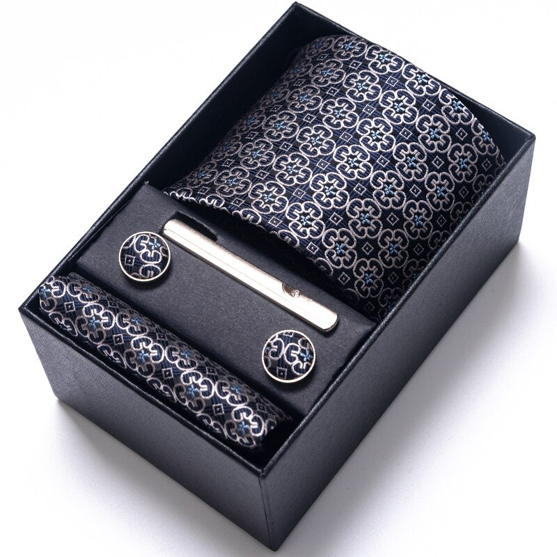 Gift Box Custom Mariage Ties Hankie Cufflinks Sets