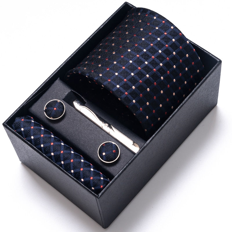 Gift Box Custom Mariage Ties Hankie Cufflinks Sets