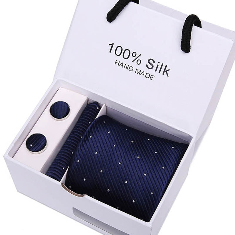 Gift box Luxury Necktie Pocket Square Cufflinks Handkerchief