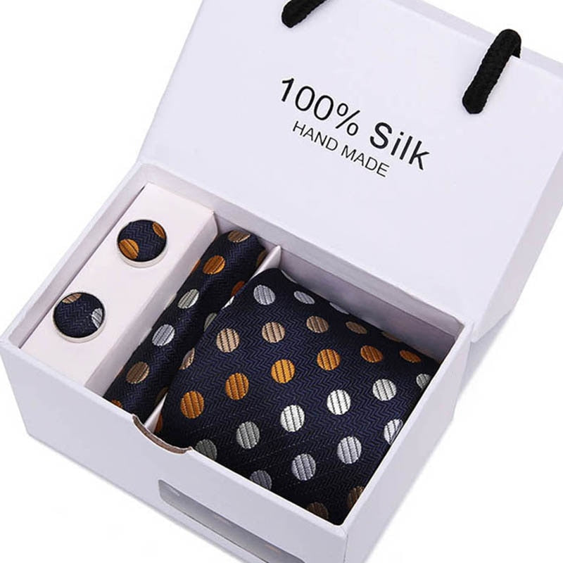 Gift box Luxury Necktie Pocket Square Cufflinks Handkerchief