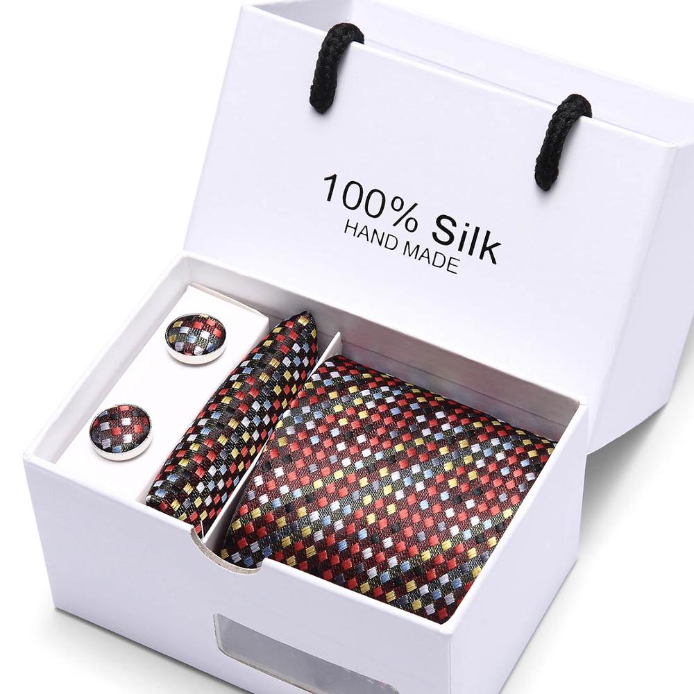 Fashion Silk Necktie Hanky Cufflink Set Ties