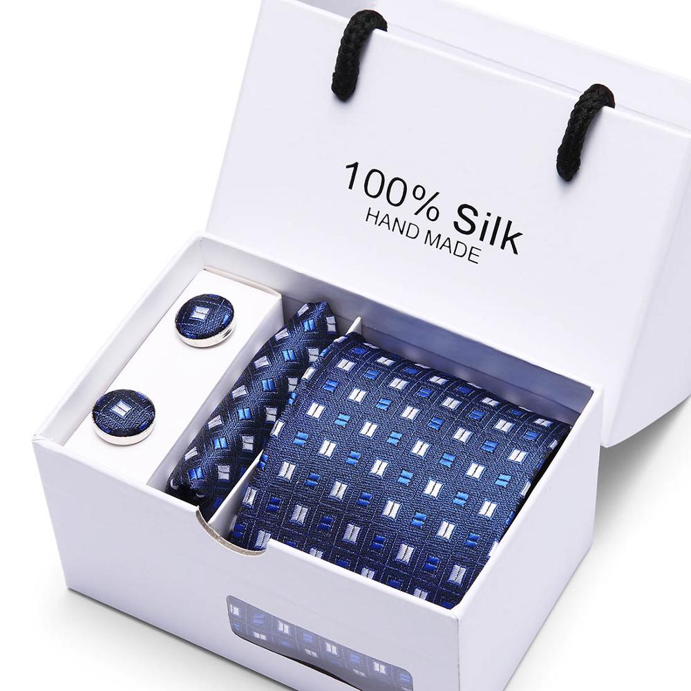 Fashion Silk Necktie Hanky Cufflink Set Ties