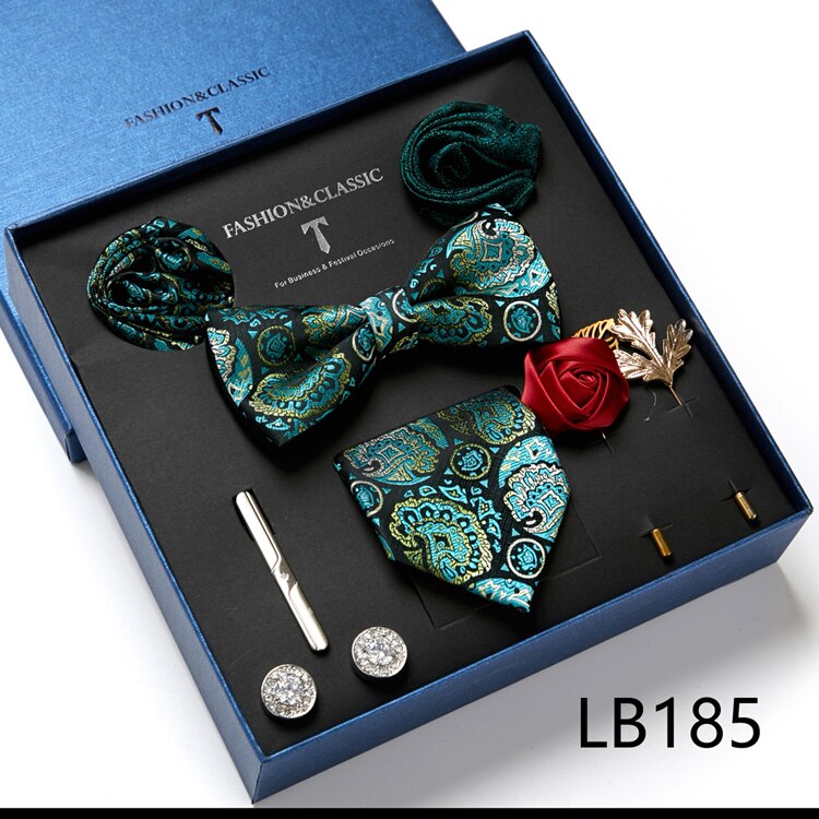 8 Piece Custom Ties Hanky Cufflinks Bowtie Gift Box Sets