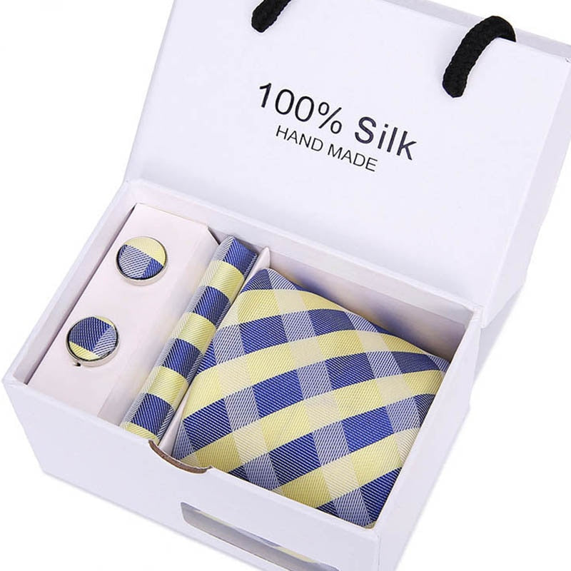 Gift box Luxury Necktie Pocket Square Cufflinks Handkerchief