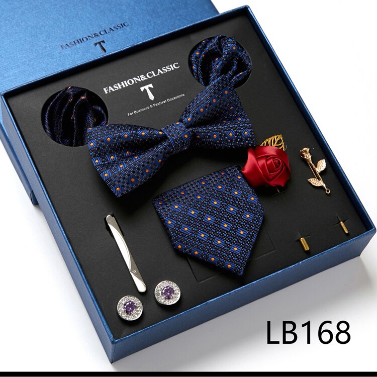 8 Piece Custom Ties Hanky Cufflinks Bowtie Gift Box Sets