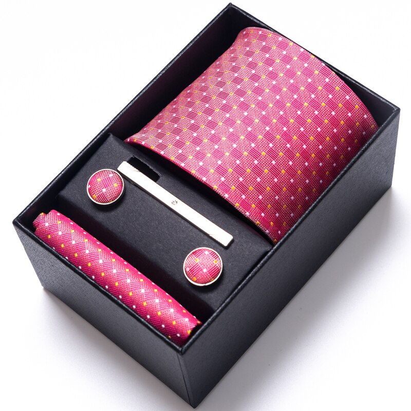 Gift Box Custom Mariage Ties Hankie Cufflinks Sets