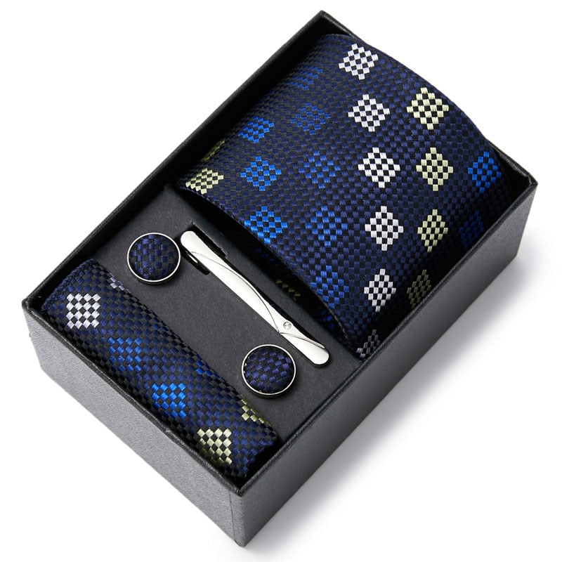 Gift Box Custom Mariage Ties Hankie Cufflinks Sets