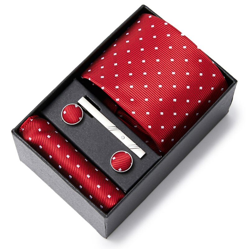 Gift Box Custom Mariage Ties Hankie Cufflinks Sets