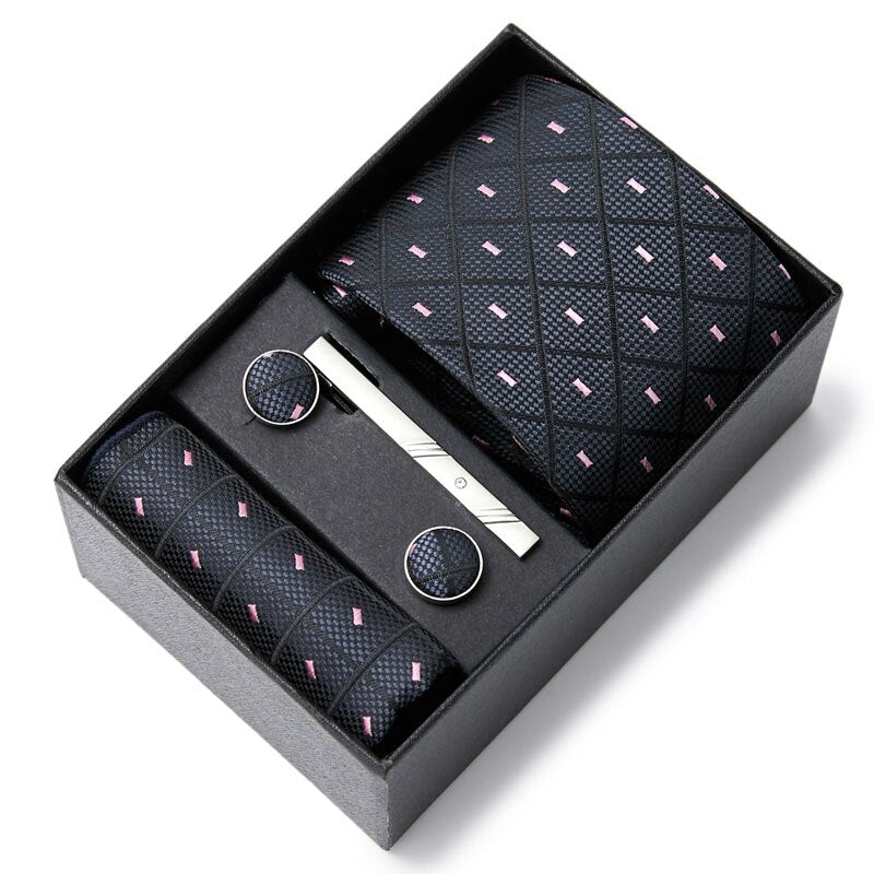 Gift Box Custom Mariage Ties Hankie Cufflinks Sets