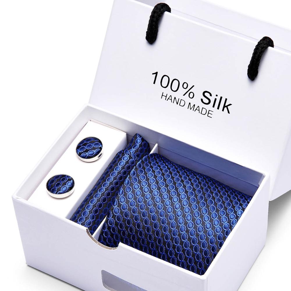 Fashion Silk Necktie Hanky Cufflink Set Ties