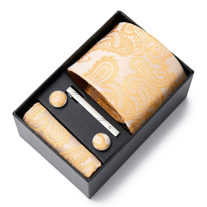 Gift Box Custom Mariage Ties Hankie Cufflinks Sets