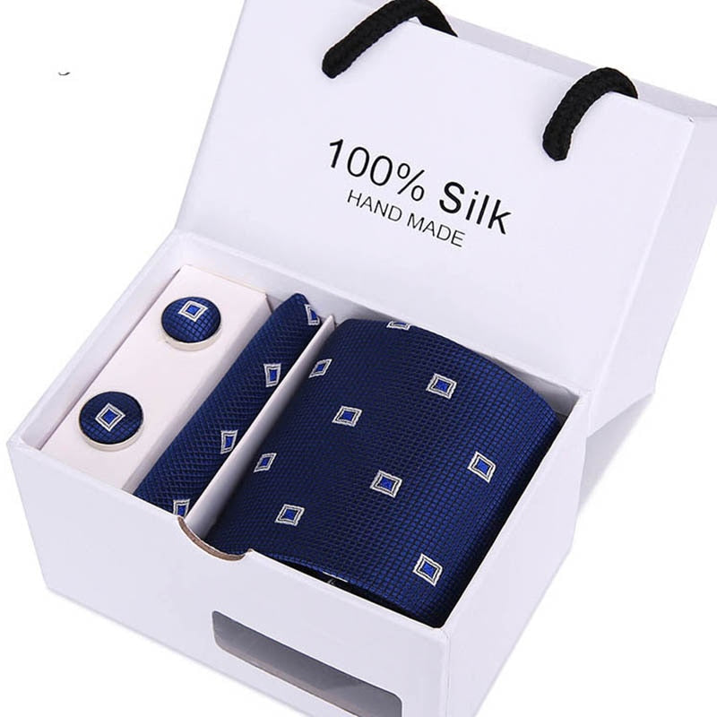 Gift box Luxury Necktie Pocket Square Cufflinks Handkerchief