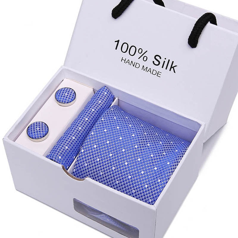 Gift box Luxury Necktie Pocket Square Cufflinks Handkerchief