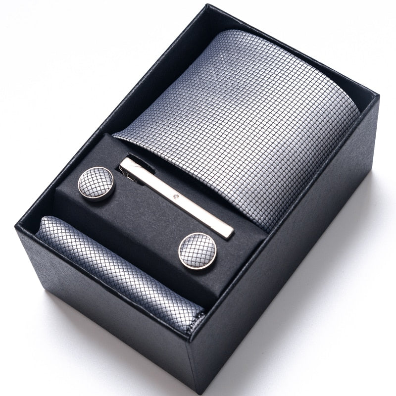 Gift Box Custom Mariage Ties Hankie Cufflinks Sets