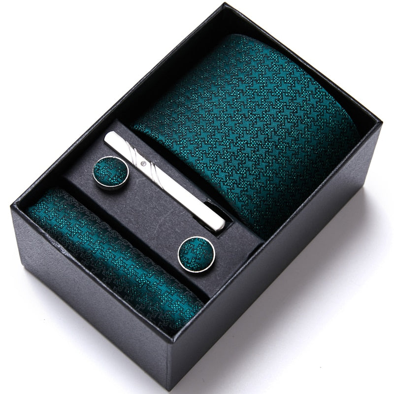 Gift Box Custom Mariage Ties Hankie Cufflinks Sets