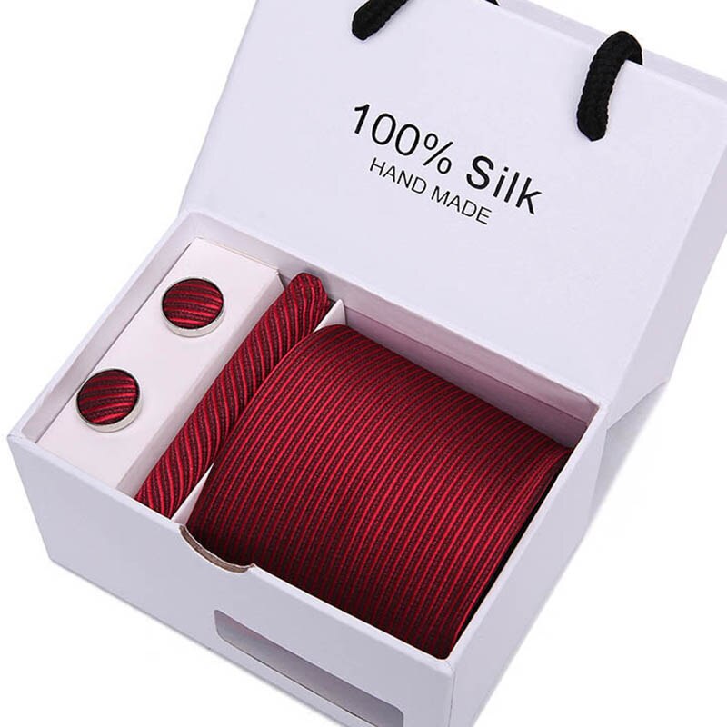 Gift box Luxury Necktie Pocket Square Cufflinks Handkerchief