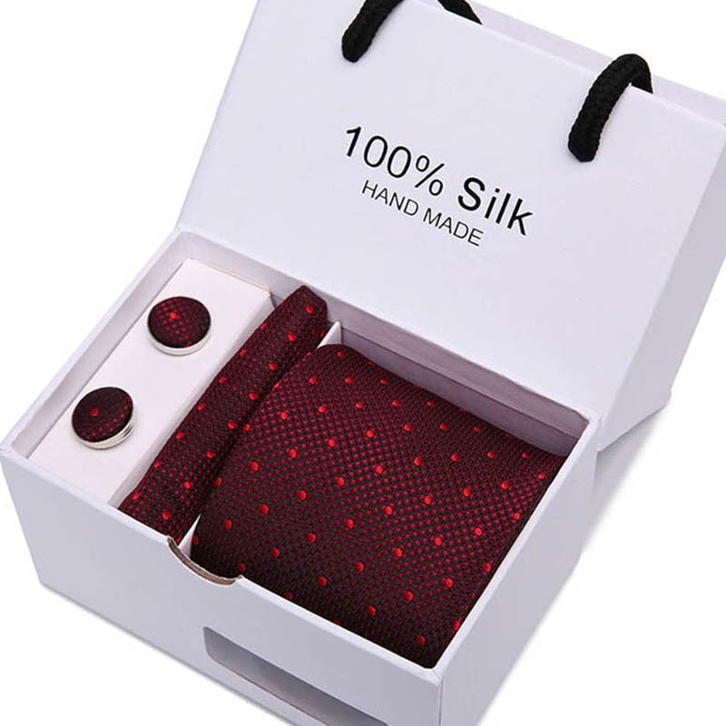 Gift box Luxury Necktie Pocket Square Cufflinks Handkerchief