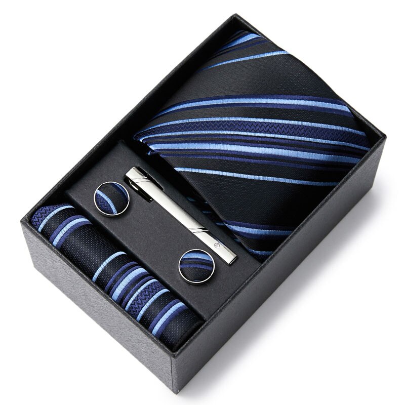 Gift Box Custom Mariage Ties Hankie Cufflinks Sets