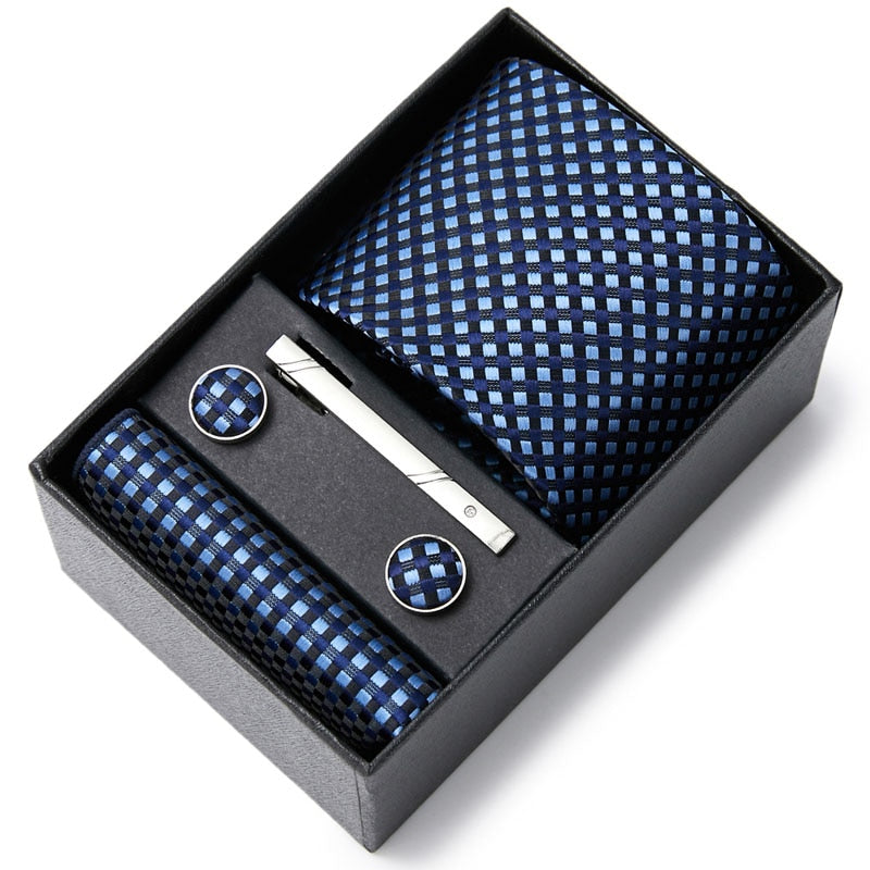 Gift Box Custom Mariage Ties Hankie Cufflinks Sets