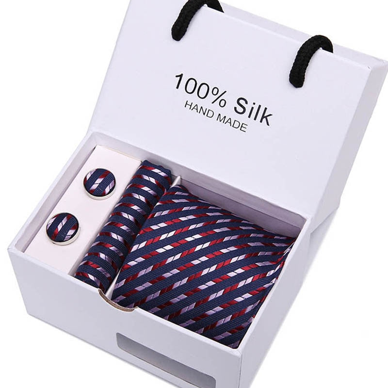 Gift box Luxury Necktie Pocket Square Cufflinks Handkerchief